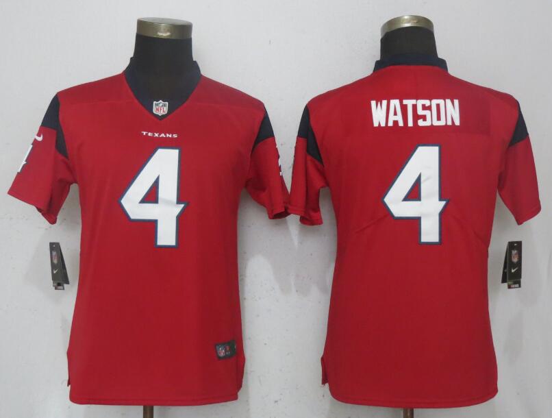 Women Houston Texans #4 Watson Red Vapor Untouchable Player NFL Jerseys